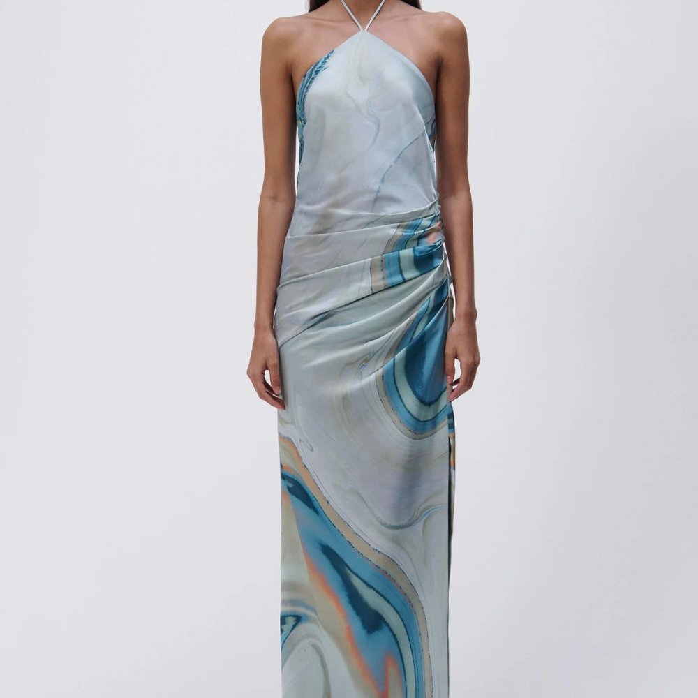 NWT Jonathan Simhkai Hansel Satin Gown in Laguna, Size 0